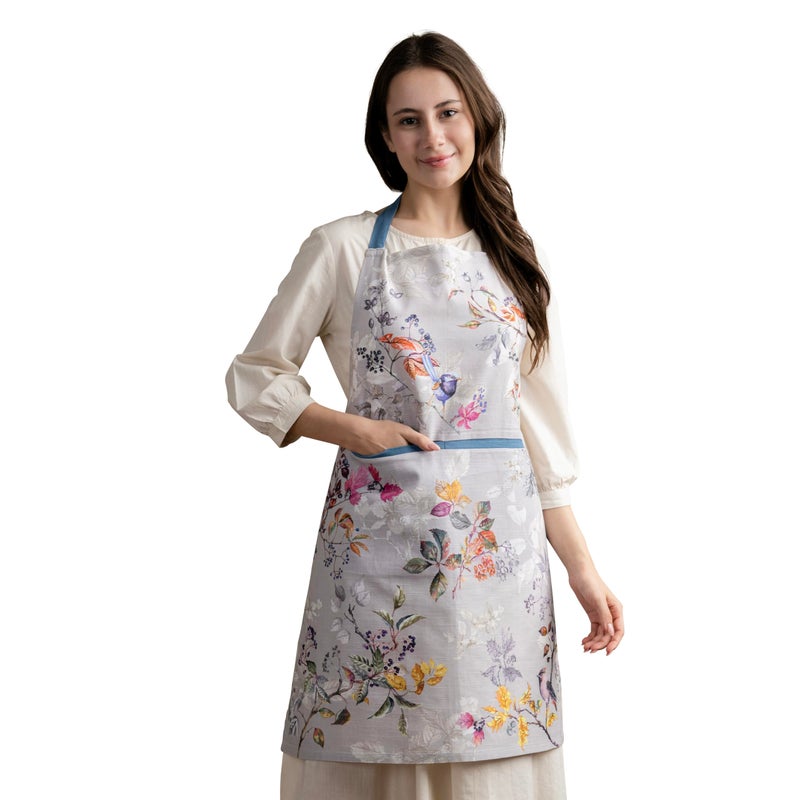 Maison d' Hermine 100% Cotton Apron for women with Pocket Kitchen Chef Fall Apron for Men Cooking Gardening Server Waitress Maid (Equinoxe - Grey) - Image 1